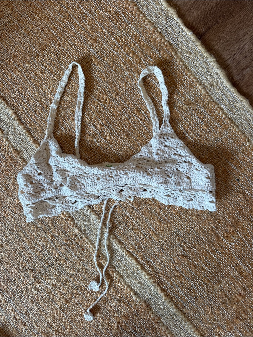 Staring at Stars Crochet Tie-Front Bralette in Cream